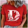 Unisex  Cotton Summer Top Flamingo Letter D Floral Pattern Print Loose Round Neck Short Sleeve Fashion for Lovers