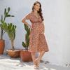 YYFS Abiti casual con stampa a fiori, a maniche corte, scollo a V, larghi, con vita alta, alla moda estiva da donna