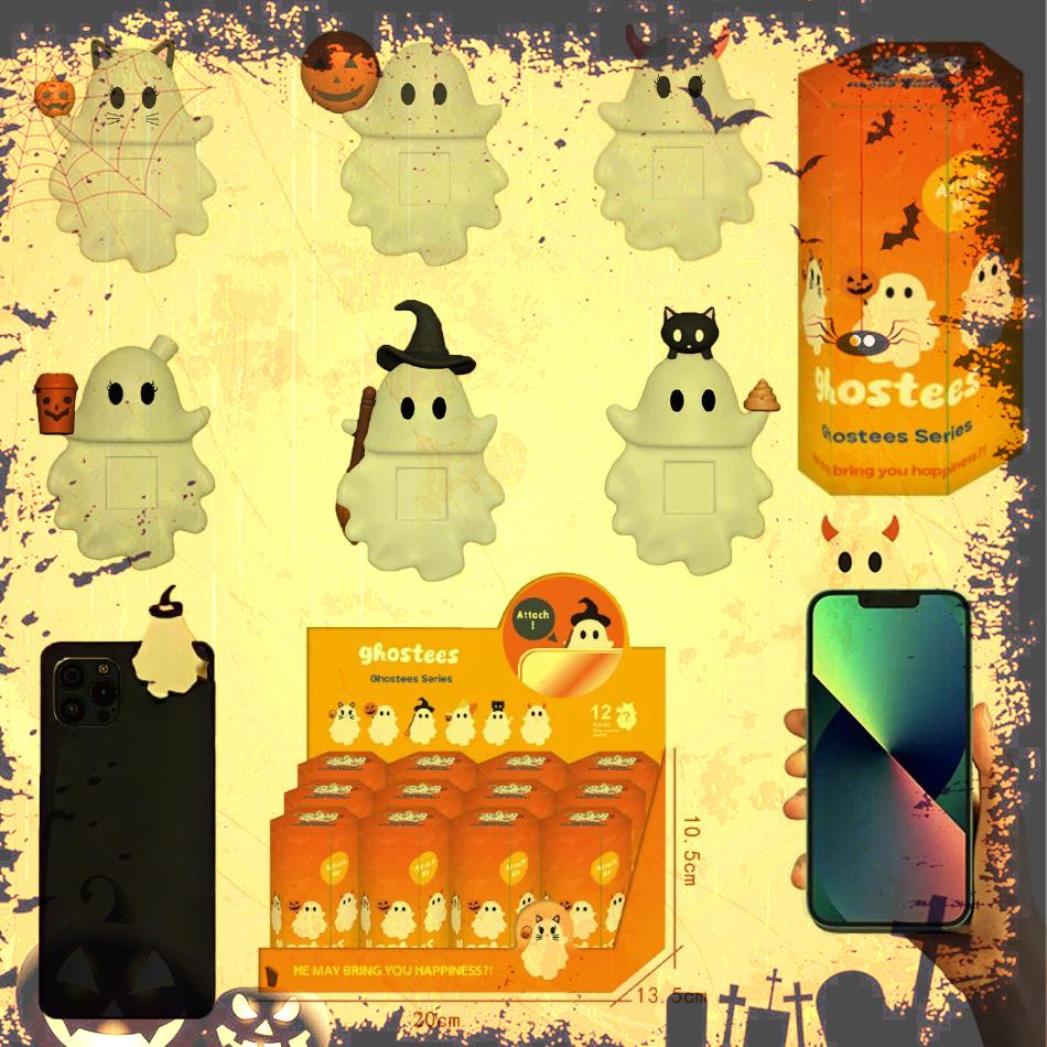 Ghostees Mystery Phone Buddy Cute Halloween Phones Decor Blind Box Collect Hippers Action Figure Mystery Toys Kid Surprise Gifts