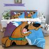 Pościel z wzorem Scooby-Doo Zestaw kołdry Dekoracja domu Prezent (1 * poszwa na kołdrę + 2 * poszewki na poduszki bez rdzenia)