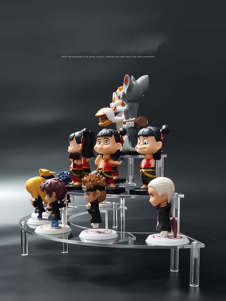 1-4 Tier Acrylic Display Stand for Action Figures,Cosmetic Rack Clay Doll Jewelry Cupcake Perfume for Corner Display Riser Shelf