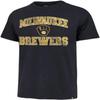 Camiseta MLB para Hombre Union Arch Franklin Color del Equipo Logo Primario Marca de Palabra (Milwaukee Brewers Azul Marino, Grande)