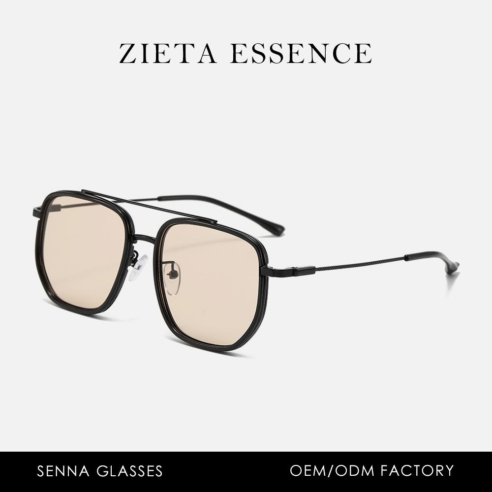 Large Frame Metal Sunglasses Anti-Blue Outdoor Glasses Square Retro Aviator Sunglasses