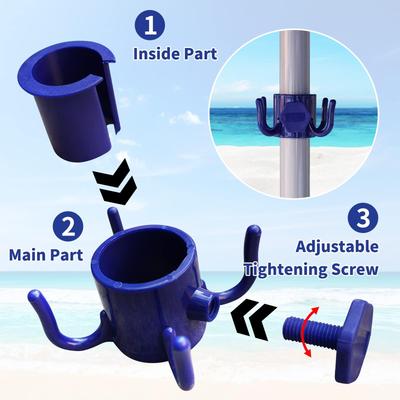 2 Pack Beach Umbrella Hanging Hook, 4-prongs Plastic Umbrella Hook Hanging for Towels/Hats/Clothes/Camera/Sunglasses/Bags