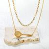 Sports style mini badminton racket necklace, simple and high-end stainless steel pendant, collarbone chain, double-layer stacked necklace.