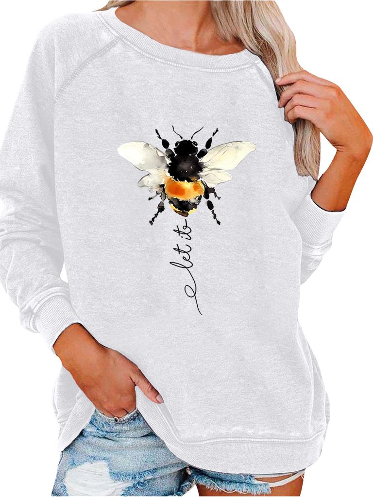 Women's Pullover Sweatshirt Oversized Sweatshirt Women's Spring/Fall Fashion Bee Print Top