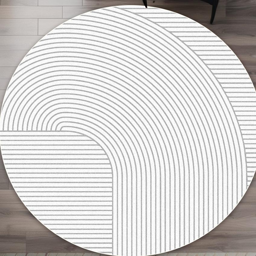Einfacher Stil Runder Teppich Wohnzimmer Streifen Dekoration Waschbar Große Größe Teppich Badezimmer Garderobe Rutschfest Kurzer Samt Bodenmatte