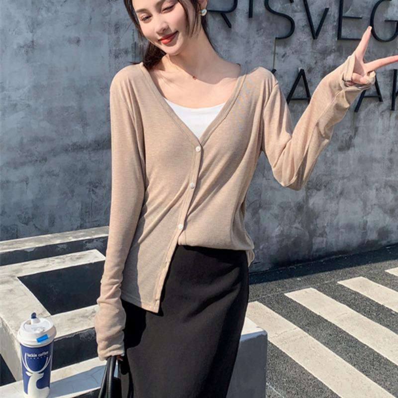 Knitted Cardigan for Women In Spring and Summer Latest Long-sleeved Sunscreen Clothes Tiansi Cool Comfortable Knitted Sweater Quick-drying Top
