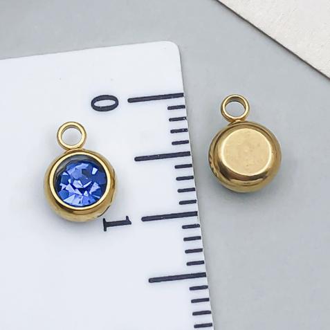 12pcs Mix Birthday Pendant Round Stainless Steel Rhinestone Charms For Jewelry Making Supplies DIY Necklace Bracelets Materials