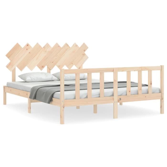 VidaXL Cadre de lit avec tête de lit 160x200 cm bois massif 3193476