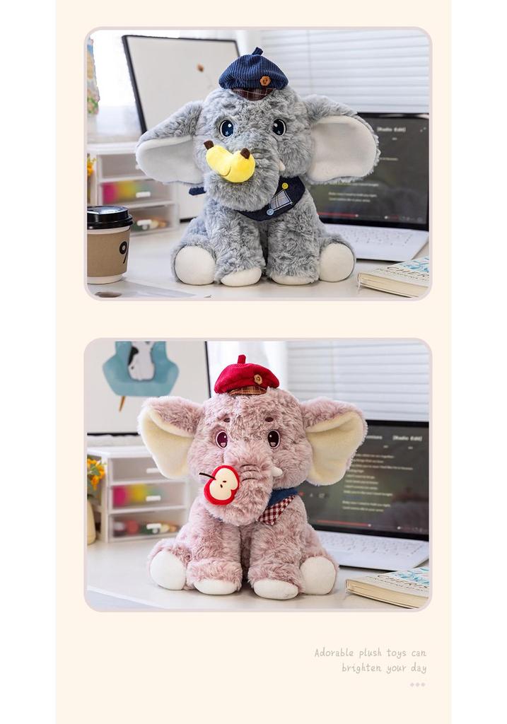 Plush Apple and Banana Elephant Toys and Figurines Dolls.