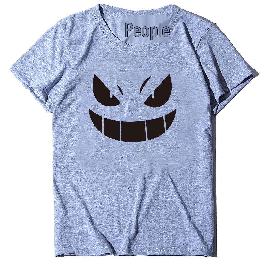 Unisex European-American Plus Size T-shirt with Evil Funny Face Art Print