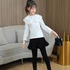 Children's Spring Bottoming T-shirt Lace Lapel Blouses Baby Girls Long-sleeved White Shirt Kids Tops