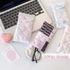 1Pcs Fashion Floral Bow Snap Pen Bag Student Stationery Girl Portable Glasses Storage Bag Large Capacity Travel Makeup Bag Gifts