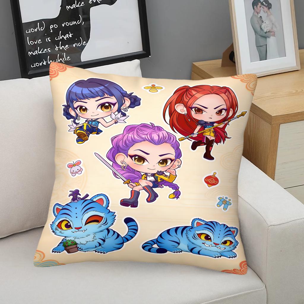 Kpop Style Throw Pillow Decorative Cushion Chibi Anime Girl Print For Sofa Bedroom Car Living Room Soft Nap Pillow For Teens Fans