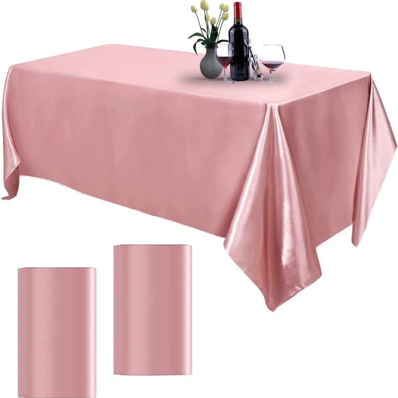 Rectangle Wedding Satin Tablecloth Light Luxury Cotton and Linen Satin Tablecloth Wedding Table Cloth Banquet Decor 147x260cm