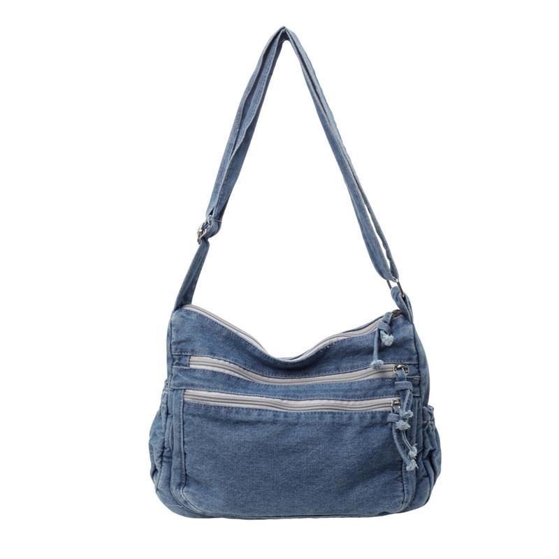 Borsa a Spalla in Denim da Donna con Grande Capacità Borsa a Tracolla per Uso Quotidiano