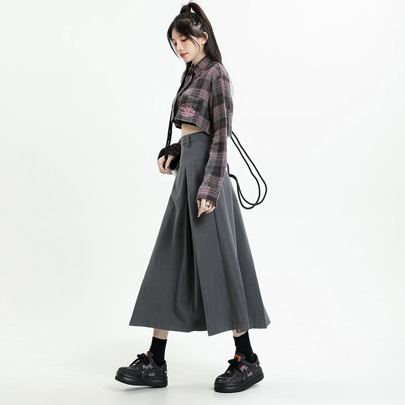 Skirts Women Chic College All-match Autumn Basic Midi Popular Korean Style Fashion Ladies Clothing Pleated Faldas Vintage