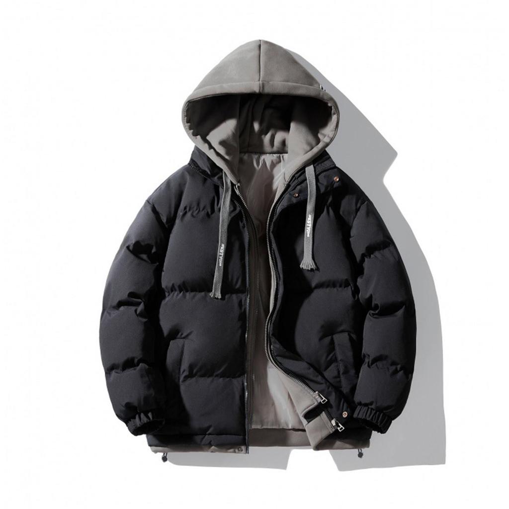 Winter New Thickened Fake Two Piece Hooded Cotton Jacket Casual Cotton Cardigan Coat