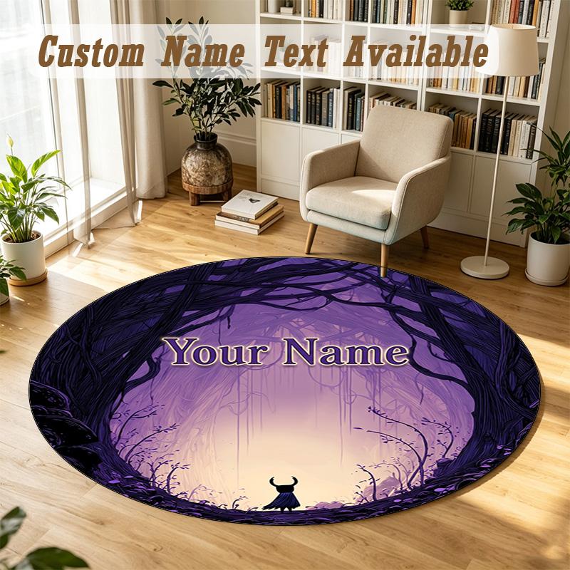 Hollow Knight Personalized Round Rug Support Custom Name, Soft Home Decor Mat