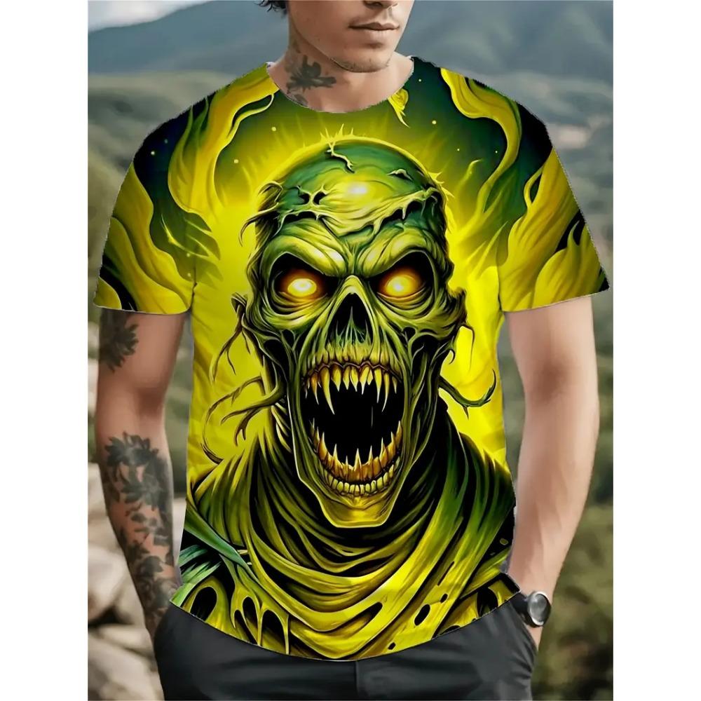 Happy Halloween Short Sleeve T-shirt Clothing 2025 New Funny Print Men's T-shirts For Men Breathable Quick-dry Crew Neck T Shirt