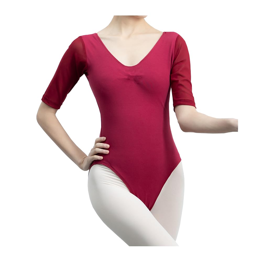 

SweetPOP Short Sleeve Dance Ballet Practice High Big High High Stretchy V-Neck Leotard, Clothes, Dress, Clothes, Leg, Size, Sissy, Women s,