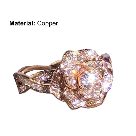 Women Ring Rose Rhinestones Jewelry Lightweight Fashion Appearance Finger Ring for Wedding