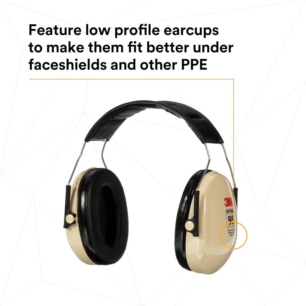 3M PELTOR H6A/V Low Profile Headband Earmuffs Hearing Protection Noise Reduction NRR 21dB Safety Ear Muffs