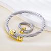 Sports retro braided rope decorative bracelet ring set suitable for women's summer beach travel fashion Zircon matching