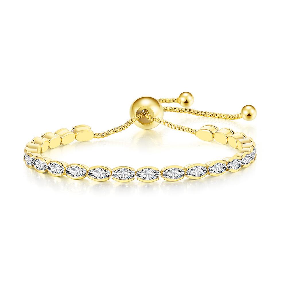 Popular Single-Row Egg-Shaped Zircon Bracelet Women'S Adjustable Tennis Chain Crystal Jewelry