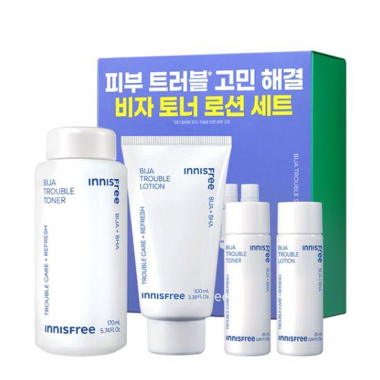 Innisfree Bija Trouble Toner 170ml + 25ml + Lotion 100ml + 25ml Set