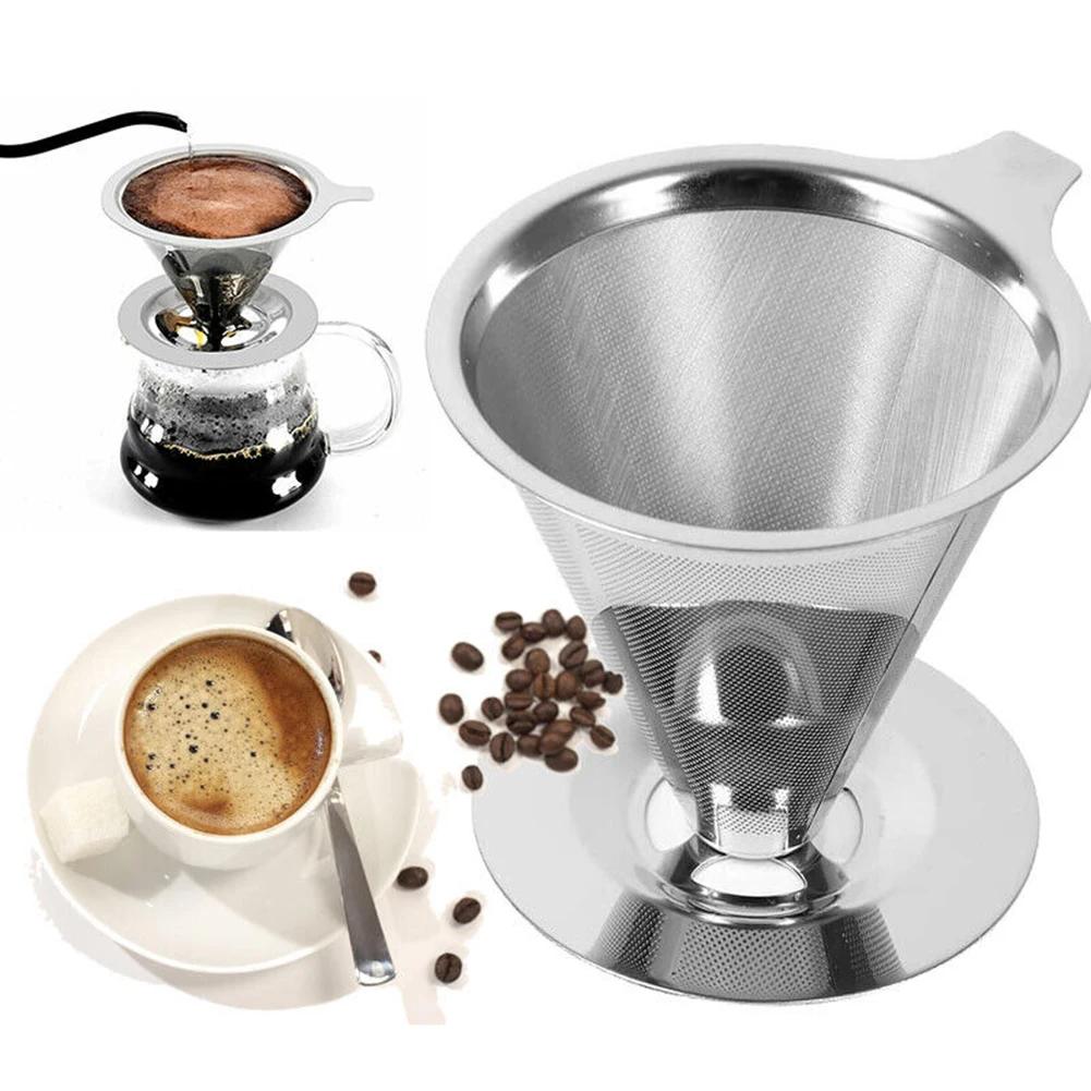 Wiederverwendbarer Kaffeefilterhalter, doppelschichtiger Kaffee-/Teesieb aus Edelstahl, Kaffeezubehör, Werkzeug zur Kaffeezubereitung