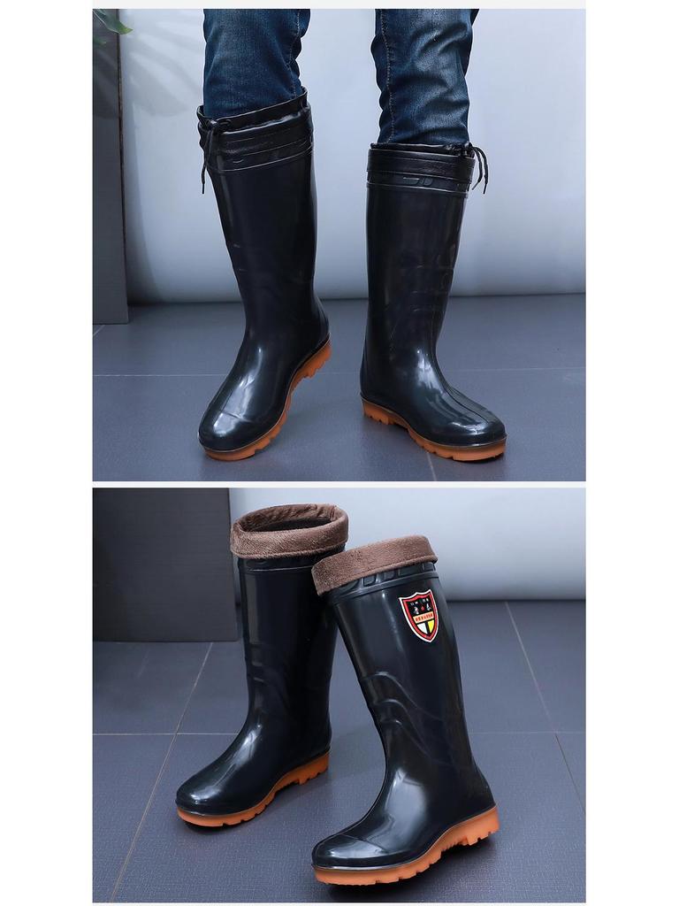 Lutai Herren PVC High-Top Regenstiefel - Verschleißfest, Kältebeständig, Plus Samt, Verdickt für Bau und Autowäsche.