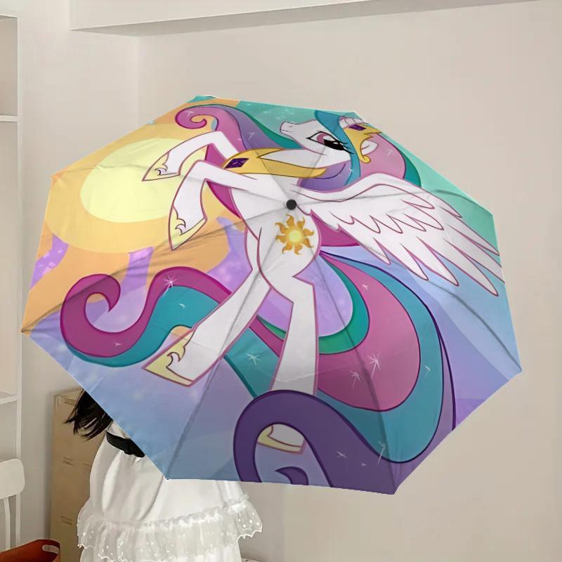 1pc Unicorn Fantasy [Automatic Folding Umbrella] Durable Iron Frame & Rod, Portable Folding, All Seasons, Home Travel Outdoor, Makes a Great Holiday G