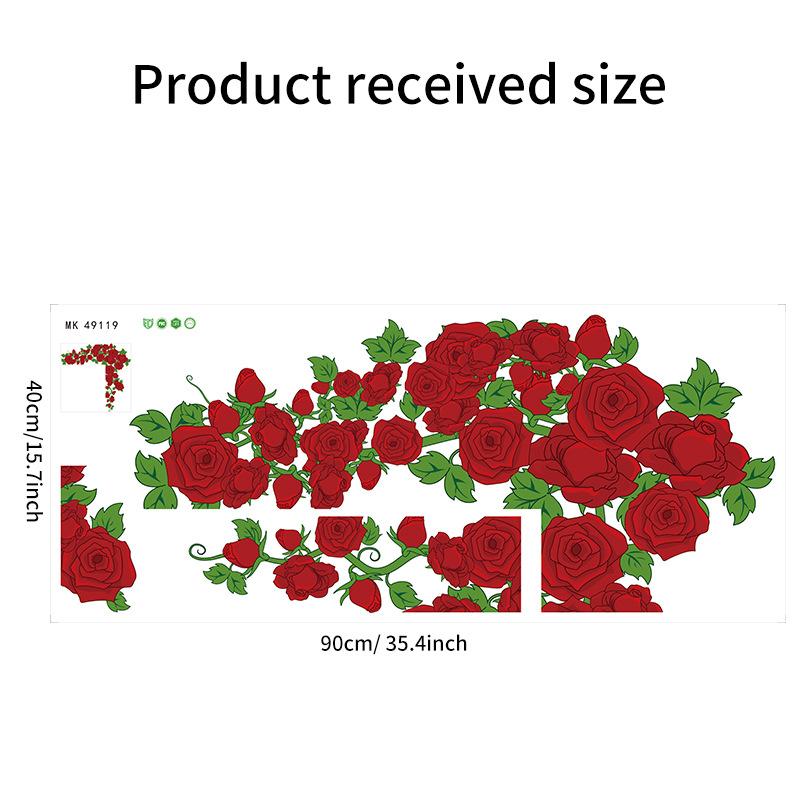 

Romantic Red Rose Wall Sticker for Bedroom Living Room Entrance Home Door Decor 40x90cm червоний
