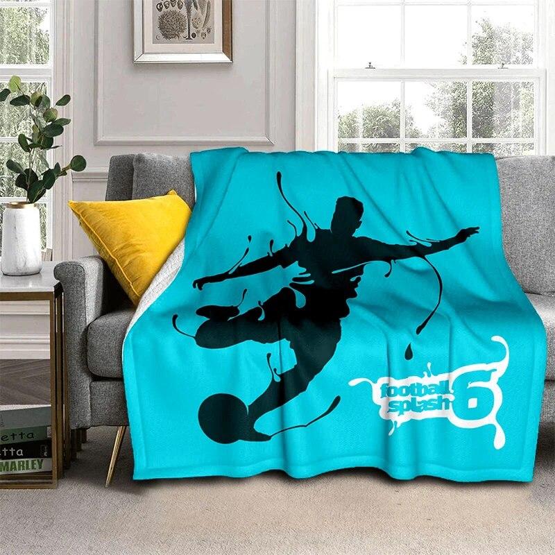 3d fotbal fotbal sportovní silueta vzor manta potah na rozkládací pohovku měkká deka kostkovaná měkká teplá flanel přehazovací deky ventilátory dárek