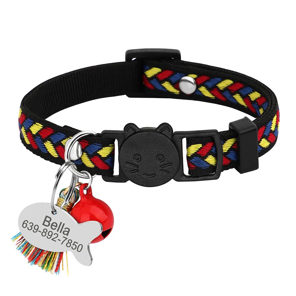 11 Colors Quick Release Cat Collar Personalized Safety Cat Collars Necklace Free Engraved ID Tag Nameplate With Cute Bell Gift