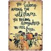 Vintage Wildflower Metal Sign Garden Wall Decor Indoor Outdoor Home Art