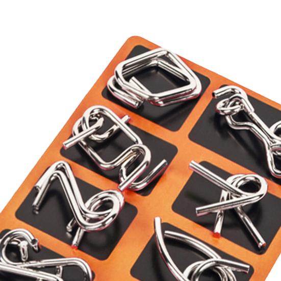 8Pcs/Set Metal Wire Puzzle Montessori Educational Carbon Steel IQ Mind Brain Teaser Stress Reliever Toys for Children