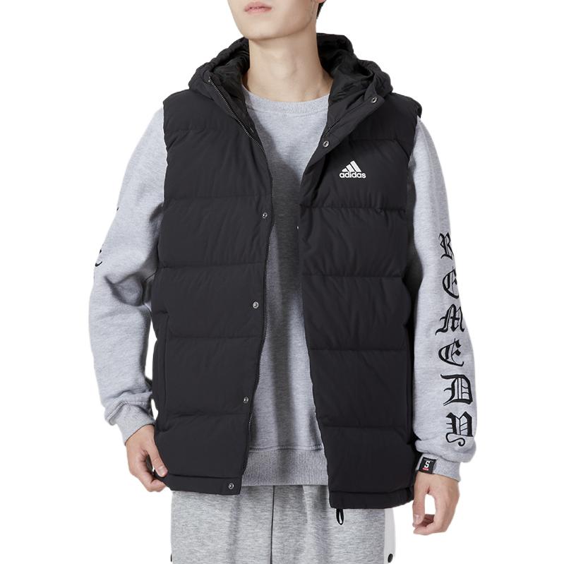 Adidas Solid Color Print Logo Stand Collar Casual Sport Vest Men Vest Black HG6277