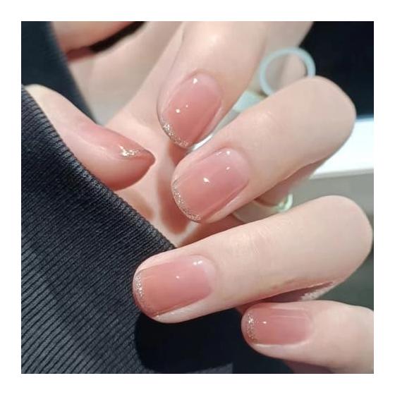YINKE Nail Tips, 24 Pieces, Nail Tips, Short Nail Supplies, Spring/Summer, Round Tips, Popular, Japanese Style, Simple, Stylish, Short Atmosphere