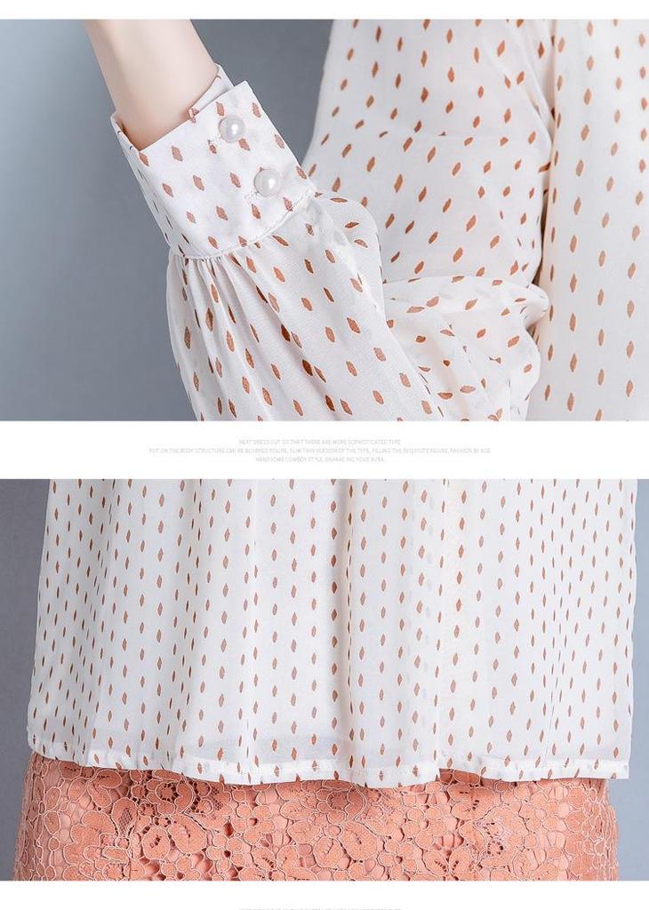 Women's 2025 Polka Dot Ruffle Long Sleeve Chiffon Shirt - New Fashionable Loose Fit Trend.