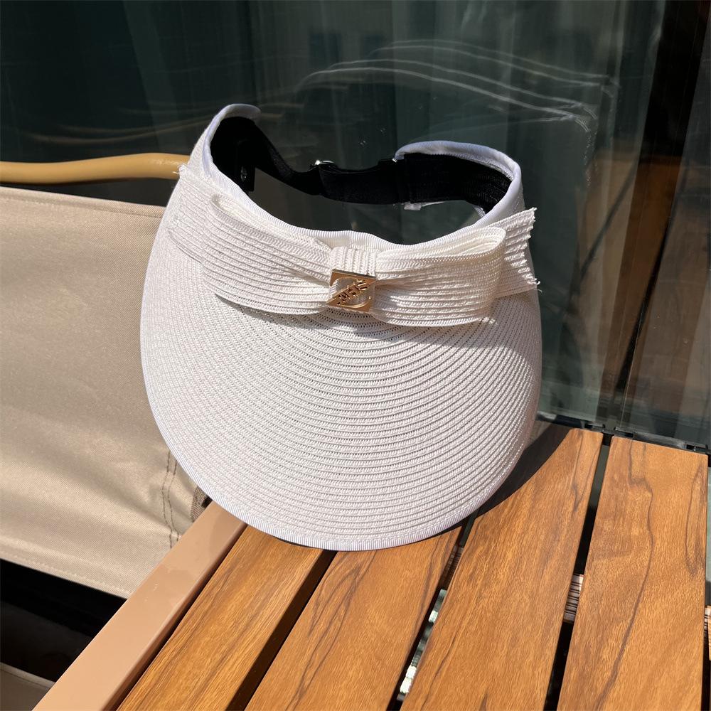Empty Top Hat Women's Summer Sunscreen Face Covering Sun Hat UV Protection Bow Straw Hat Shell Hat Travel Cycling Hat