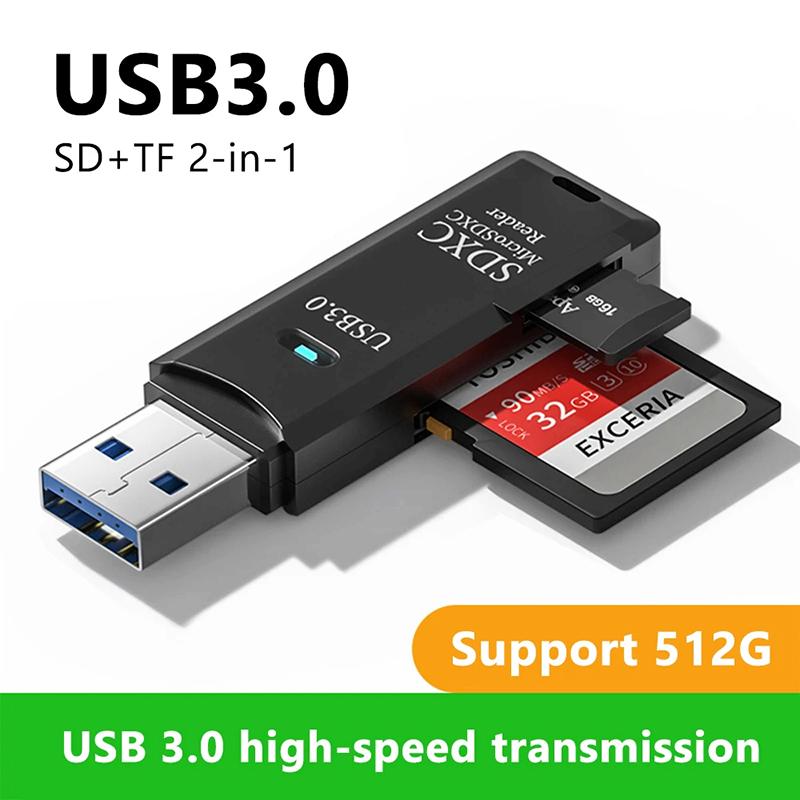 USB 3.0 Card Reader 2 in 1 Usb 2.0 To Sd Micro Sd Tf Memory Card Adapter for Mac PC Laptops Accessories Flash Drive Card Reader