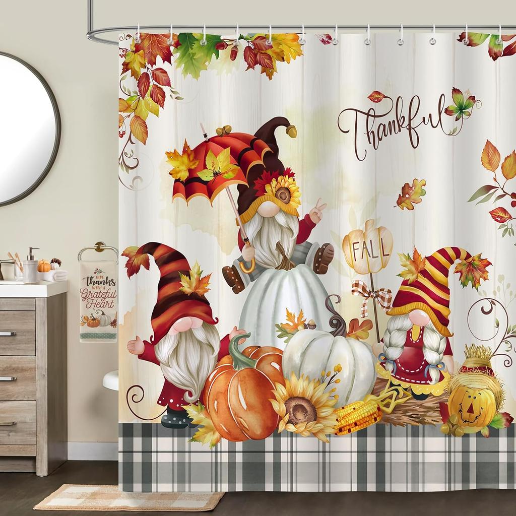 Forest Animal Shower Curtain 180 x 180cm Child Deer Fox Waterproof Polyester Bathroom Decorative Shower Curtain with 12 Hooks