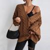 Women's Fashion Loose Cable-knitted Long Sleeve Cardigan Jacket