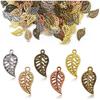 210Pcs Vintage Hollow Filigree Leaf Charms, 6 Mixed Color Alloy Leaf Pendants DIY Jewelry Making Supplies For Earrings Necklaces Bracelets