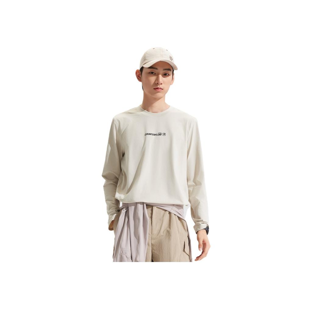 Li-Ning Comfortable Minimalist Letter Print Round Neck Loose Long Sleeve T-Shirt Men tops ATLV215-2