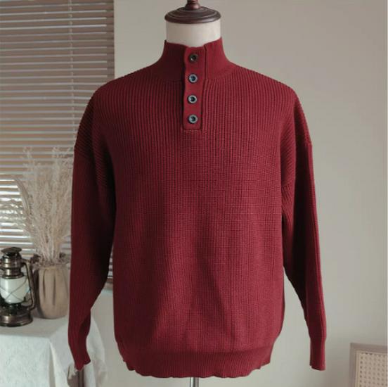 

Men s Red Christmas Pullover Sweater - Loose Fit, Half High Neck, Warm Knitwear for Autumn & Winter XL червоний