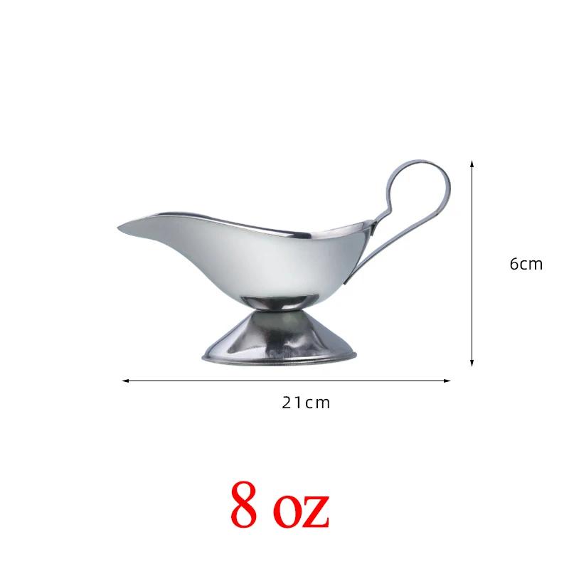1 Pcs 3 5 8 Oz Silver Gravy Boats Beefsteak Gravy Sauce Boat Container Plate Tableware-in Gravy Boats for Home